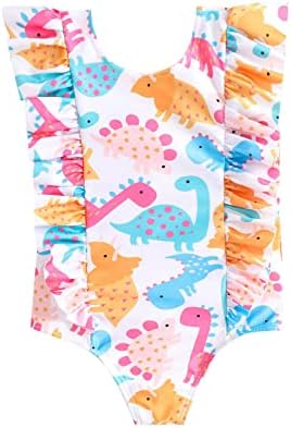 Adorable Baby Girl Dinosaur Ruffle swimsuit