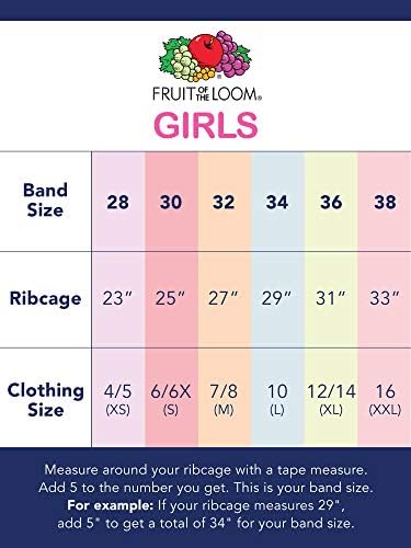 Fruit of the Loom Girls Sports Bra with Removable Pads 2-Piece