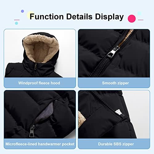 Pursky Kids Hooded Puffer Vest Warm Flannel Lined