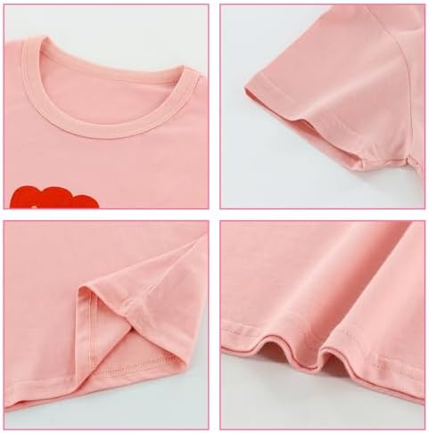POBIDOBY Summer Toddler Baby Shirts with Flowers Fruits 2-Piece Set