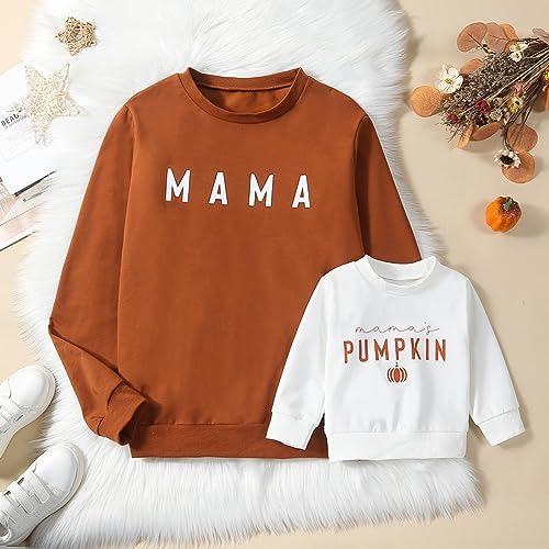 Mommy and Me Family Matching Outfits Halloween Pumpkin Print