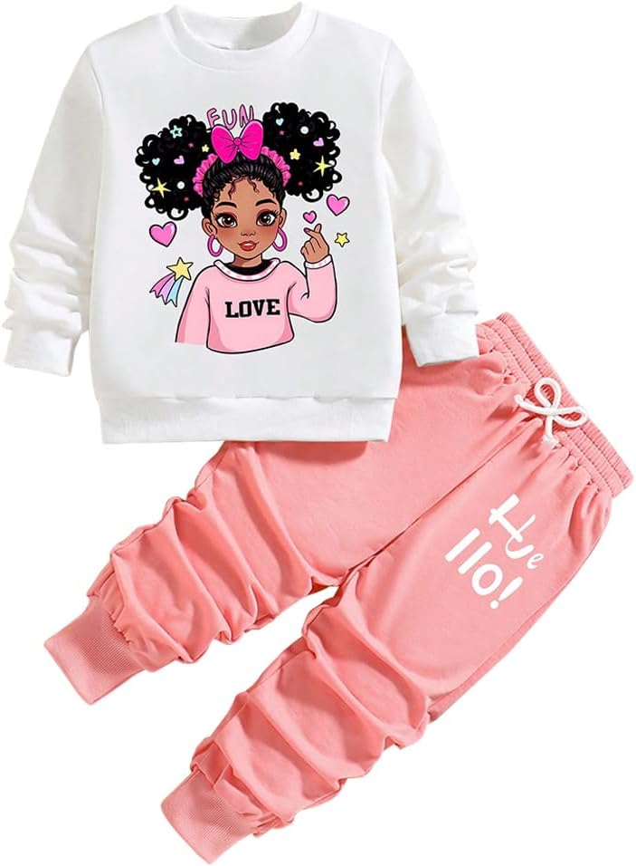 Nivne Tco - Little girls Cartoon Round Neck Set