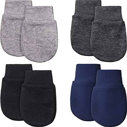 4-Pair 0-6 Mo Newborn Mitten Gloves Soft Washable No Scratch