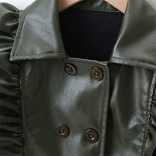 AMIMOJY Kids Girls Patchwork Long Sleeve Leather Dress Jacket Winter Coats