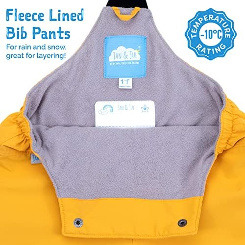 JAN JUL Waterproof Snow Bib Pants Toddler and Kids Fleece-Lining Overalls