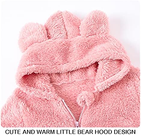 Mokitoni Baby Fleece Jumpsuit for Her Bear-Ear Snowsuit