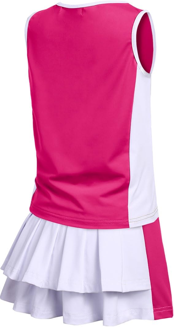 Zacletre Girls Tennis Golf Dress Outfit sleeveless tank top skorts set