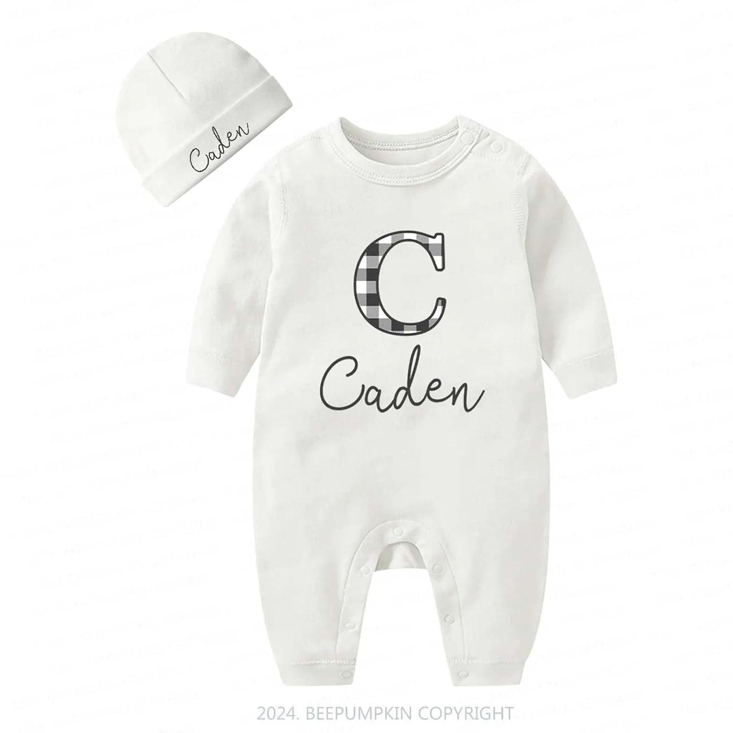 Personalized Handmade Baby Sleep Outfit with Monogram Newborn