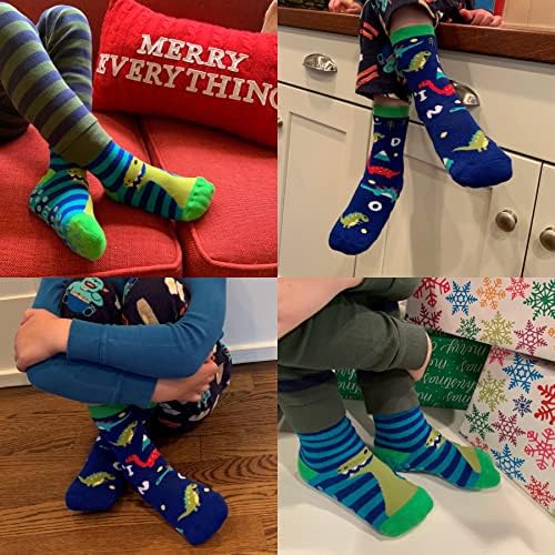 Totes Boys Cozy Slipper Socks with Dino Grips 2 Pack
