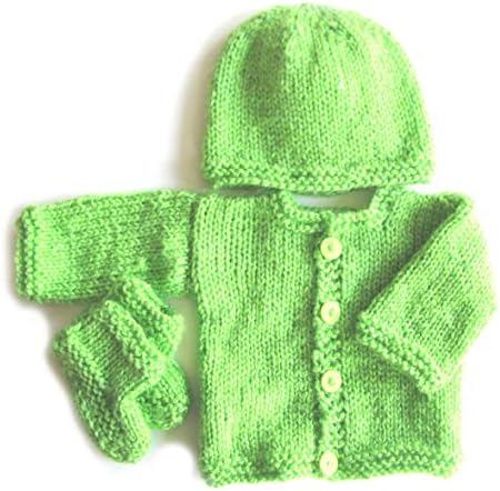Handmade Baby Sweater Booties Set Apple Green