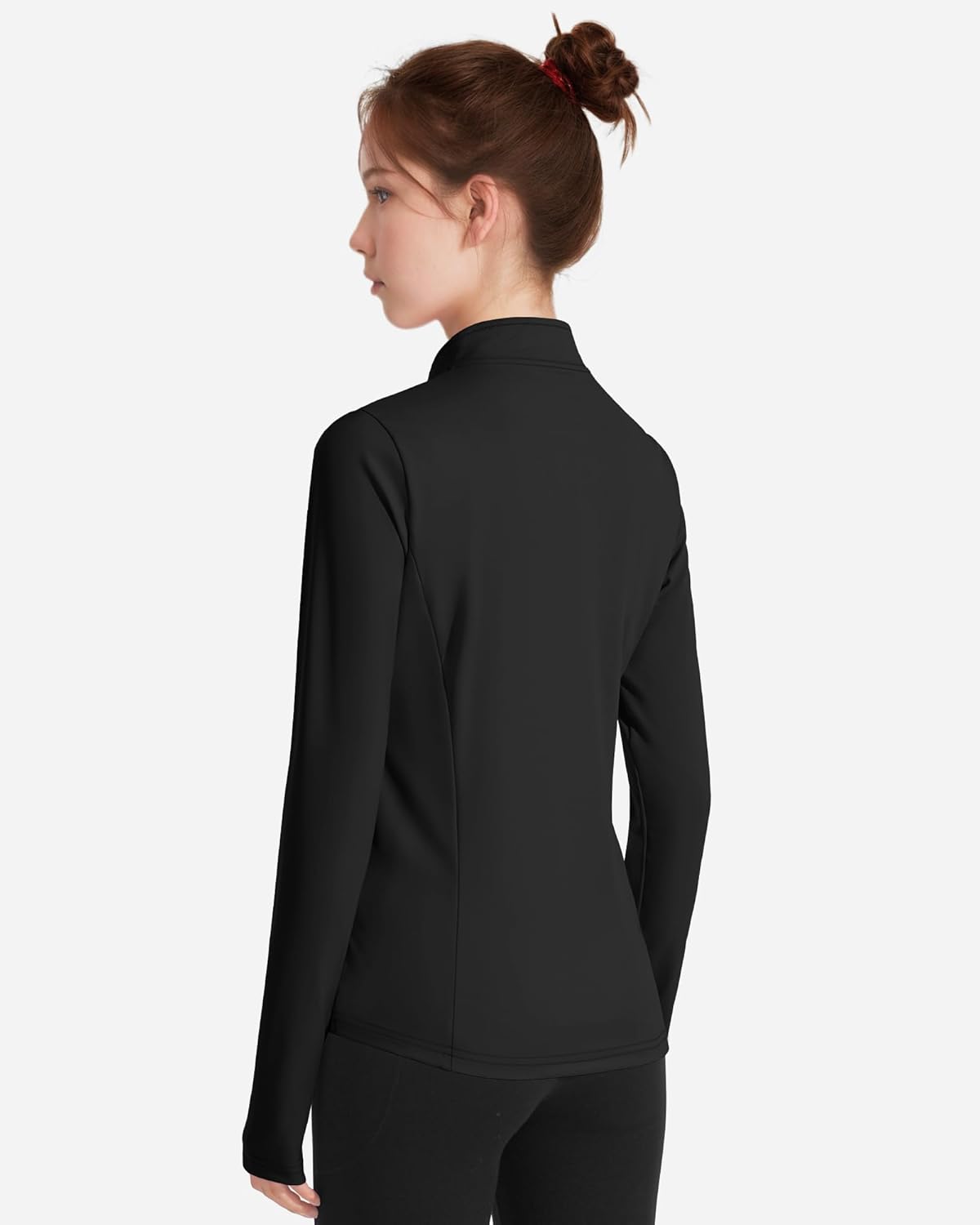 JOCMIC Girls Half Zip Athletic Jacket with Thumbhole