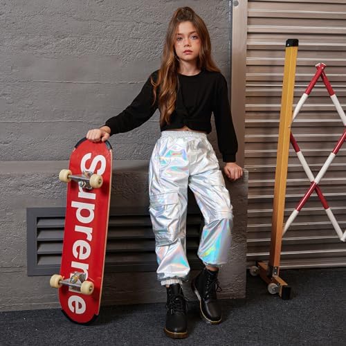 Metallic Cargo Pants for Girls