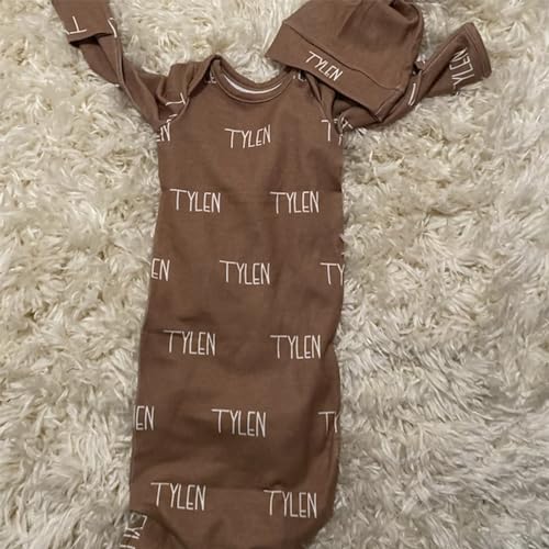 Personalized Name Gown for Newborn Boys Custom Knotted Gown