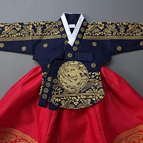 Korean Baby Girl Hanbok Navy Red Foil Dress 100 Days15yo