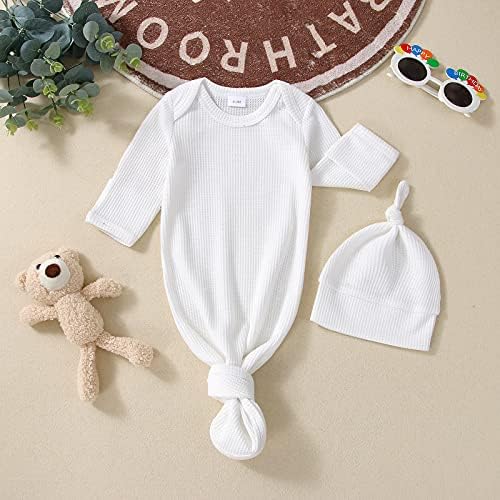 Lefyira - Infant Baby Boy Girl Knotted Gown Romper With Hat