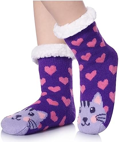 Truehan Kids Winter Fuzzy Slipper Socks for Boys and Girls