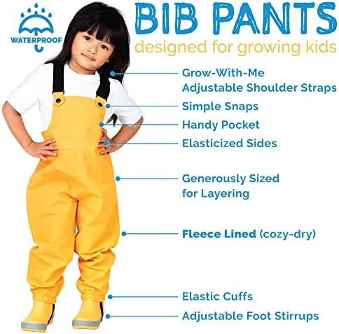 JAN JUL Waterproof Snow Bib Pants Toddler and Kids Fleece-Lining Overalls