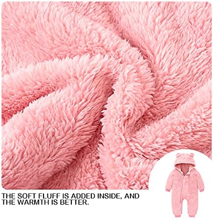 Mokitoni Baby Fleece Jumpsuit for Her Bear-Ear Snowsuit