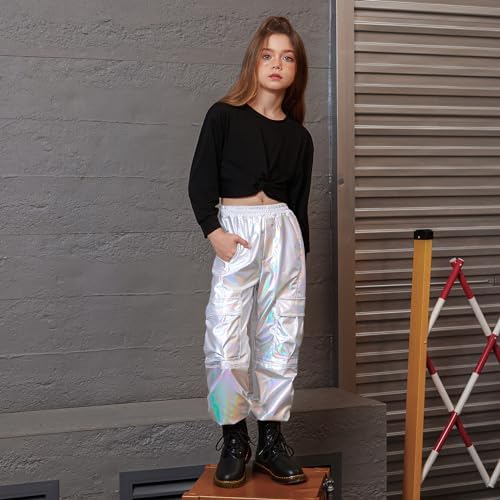 Metallic Cargo Pants for Girls