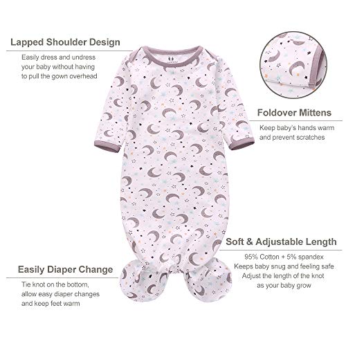 Miracle Baby Newborn Knotted Nightgown Set with Matching Hat 3Pack 95 Cotton