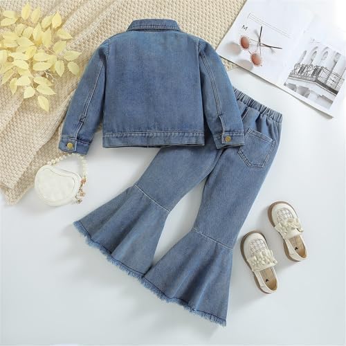 AMIMOJY Autumn Denim Style Toddler Baby Girls Outfit Perfect for Seasonal Wear