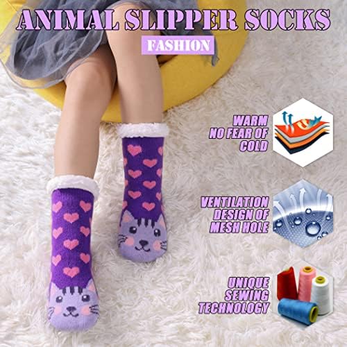 Truehan Kids Winter Fuzzy Slipper Socks for Boys and Girls