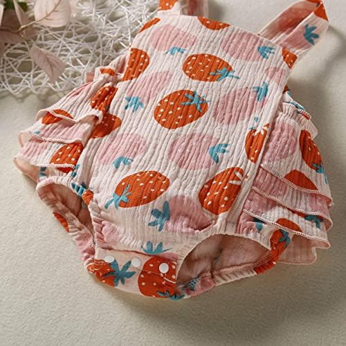 AMIMOJY Baby Girl Newborn Adjustable Roucher Summer Romper with Headscarf