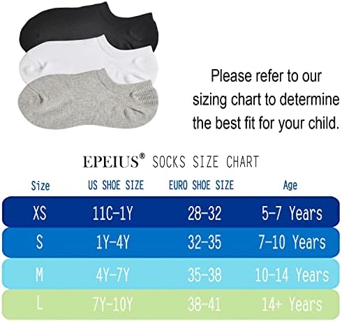EPEIUS Kids No Show Socks 612 Pack