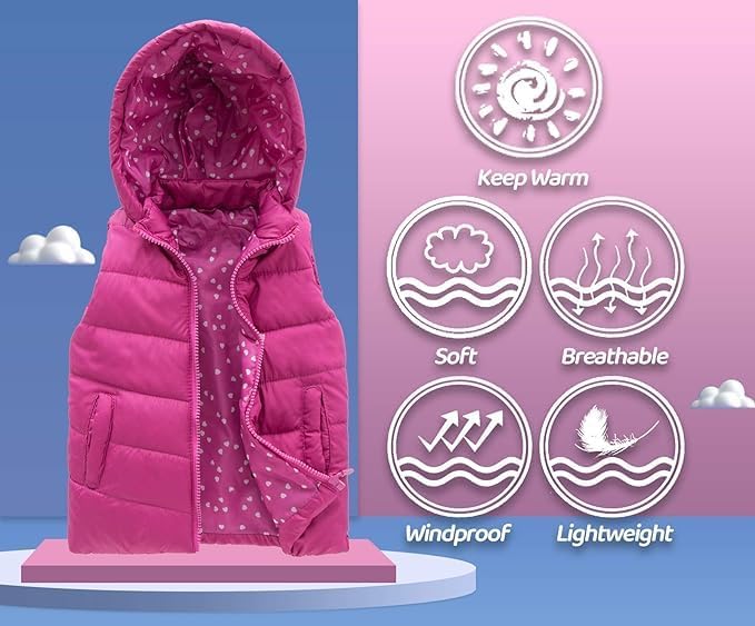 SNOW DREAMS Girls Lightweight Winter Puffer Vest for Fall Enjoyment