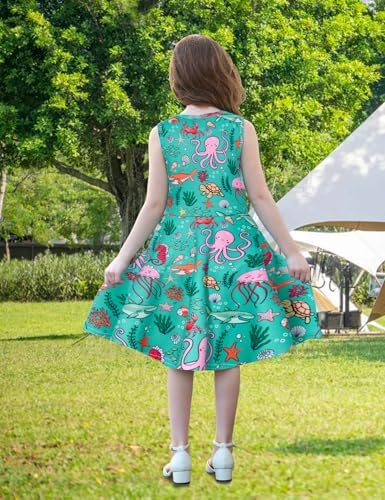 RAISEVERN Girls Summer Casual Swing Sundress 4-15 Years