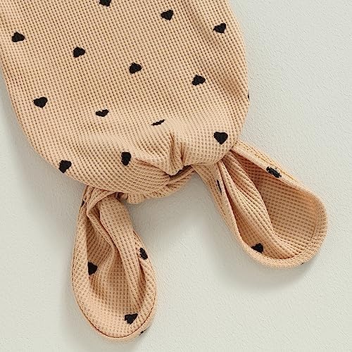 Valentines Knotted Gown Baby Newborn Sleeping Bag Heart Print Gown Khaki