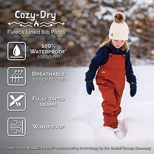 JAN JUL Waterproof Snow Bib Pants Toddler and Kids Fleece-Lining Overalls