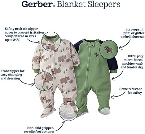 Gerber Baby Toddlers Flame-Resistant Pajamas - Soft Safe Nightwear for Girls