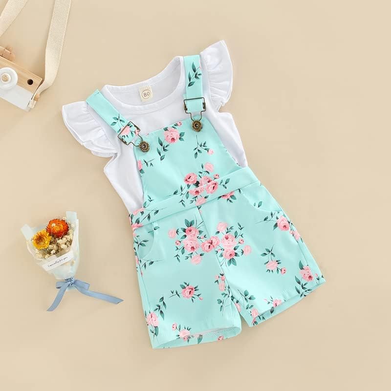 Toddler Baby Girl Sunflower Print Overalls Shorts - Cute Summer Outfit 100 cotton