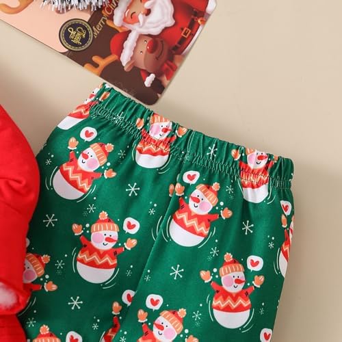 Warm Fuzzy Baby Girl Christmas Outfit - Flare Sleeve Top with Santa Pants Set