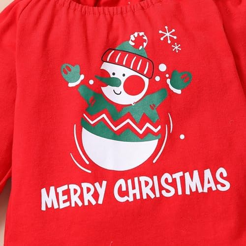 Warm Fuzzy Baby Girl Christmas Outfit - Flare Sleeve Top with Santa Pants Set