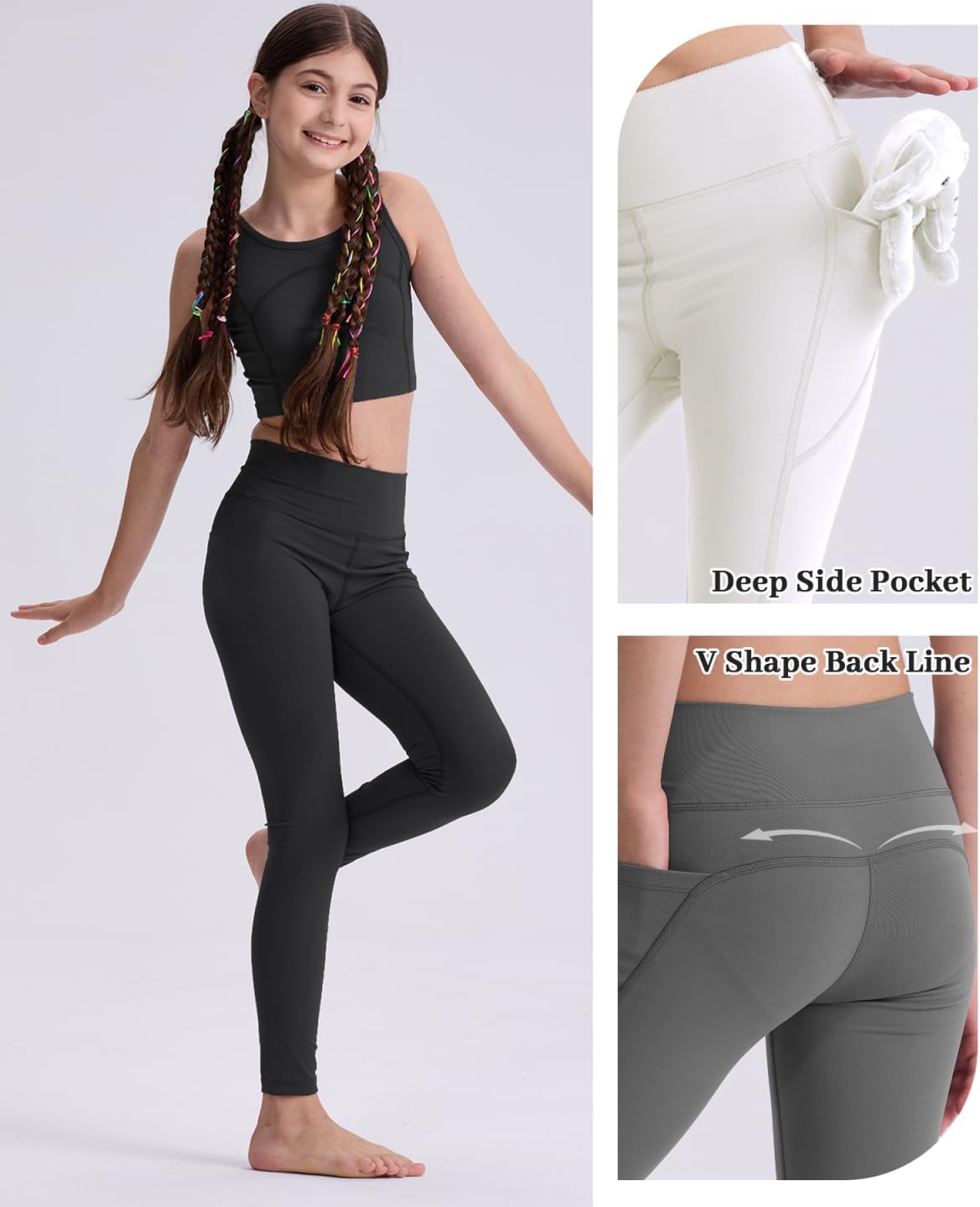 3-Piece Workout Leggings for Girls