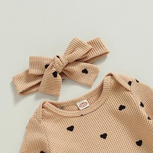Valentines Knotted Gown Baby Newborn Sleeping Bag Heart Print Gown Khaki