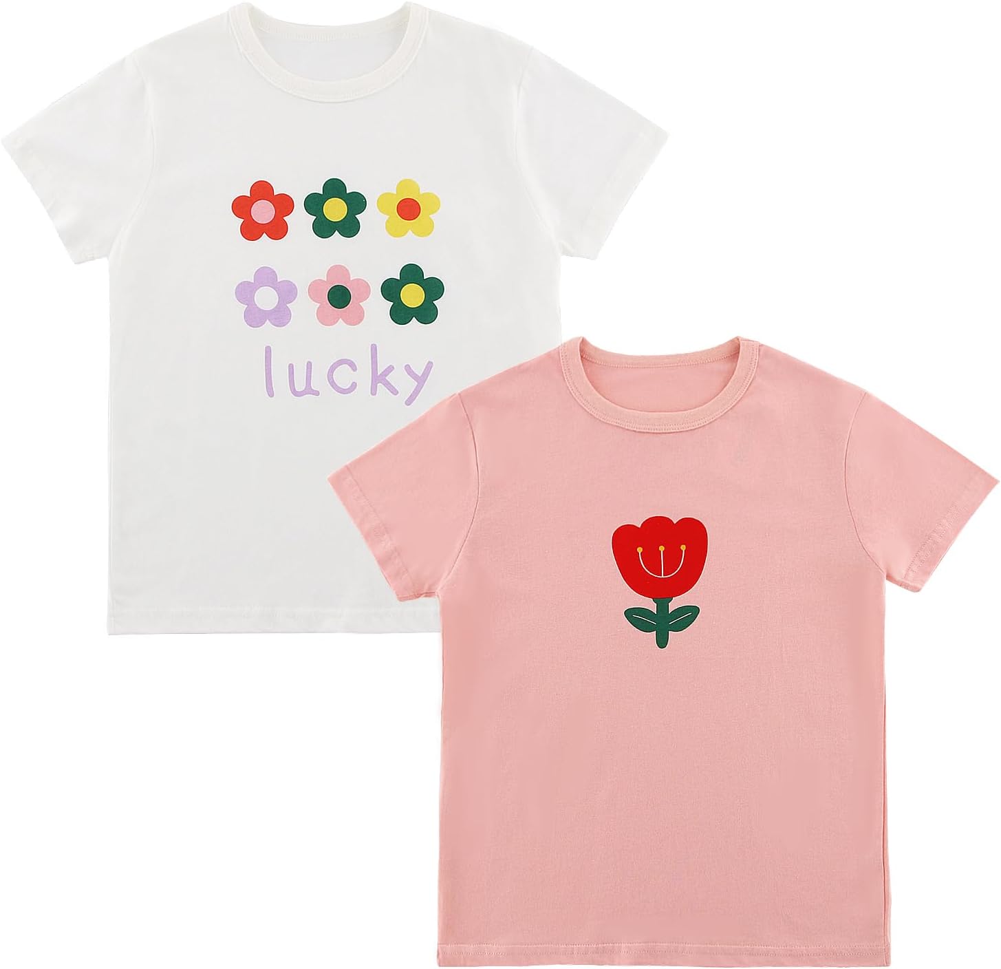 POBIDOBY Summer Toddler Baby Shirts with Flowers Fruits 2-Piece Set