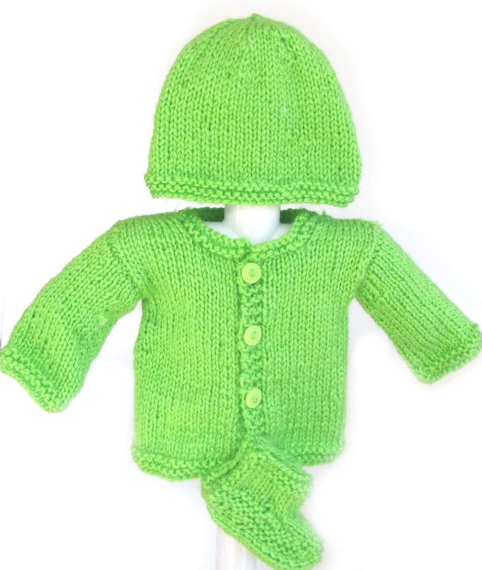 Handmade Baby Sweater Booties Set Apple Green