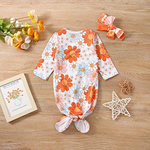 FIOMVA Newborn Baby Girl Boy Knotted Nightgown