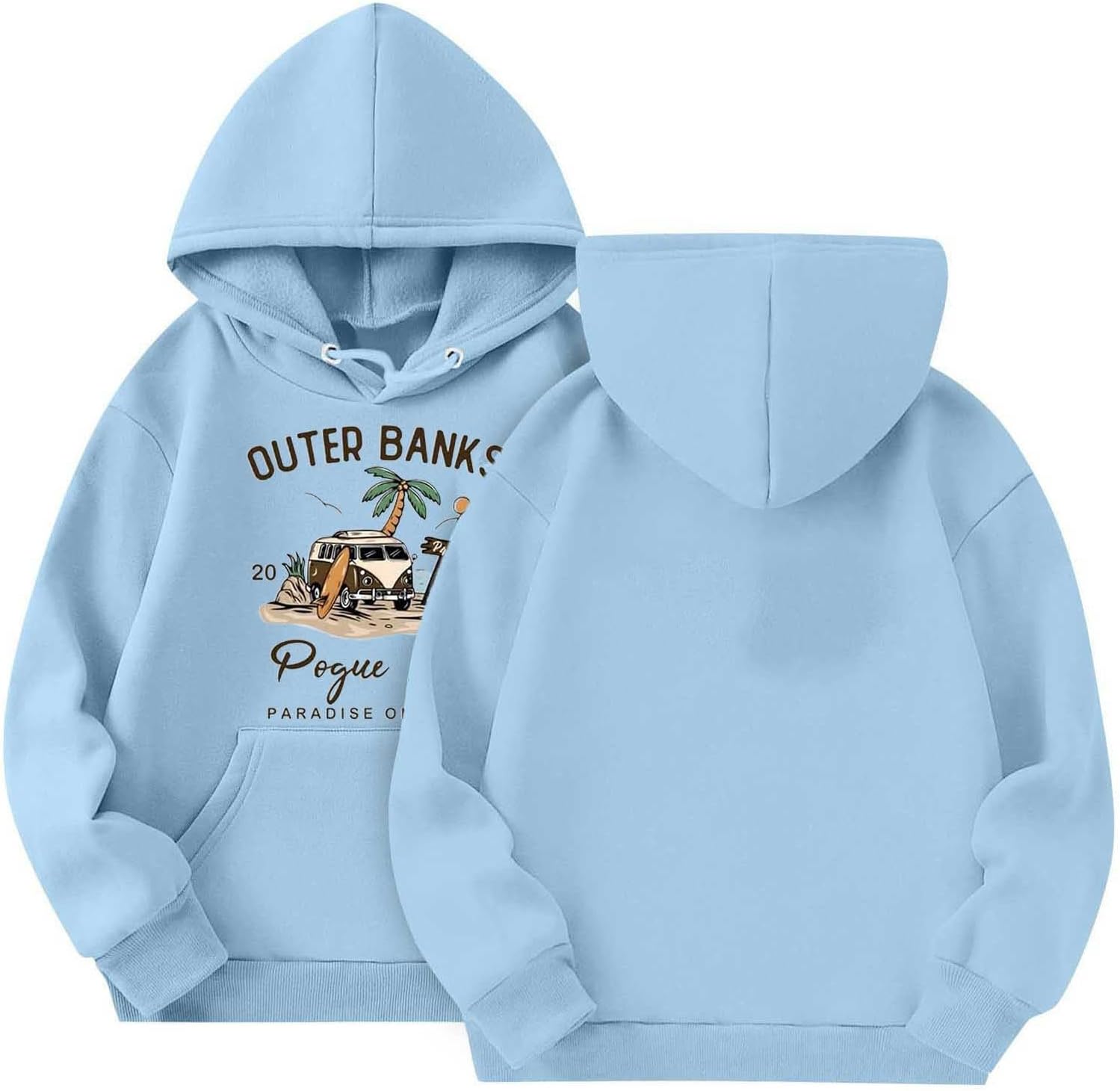 Comfortable trendy boys girls hoodie Outer Banks-inspired graphic print preppy versatile