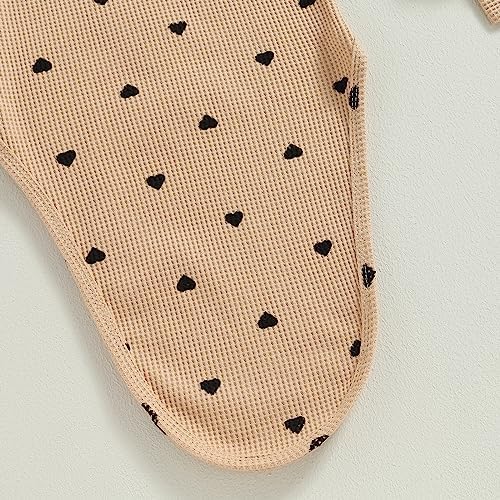 Valentines Knotted Gown Baby Newborn Sleeping Bag Heart Print Gown Khaki