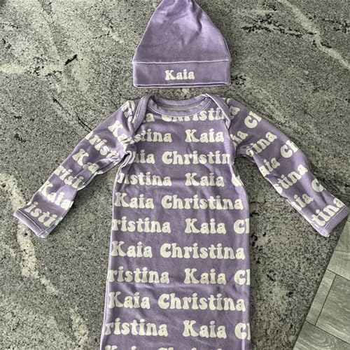 Personalized Name Gown for Newborn Boys Custom Knotted Gown