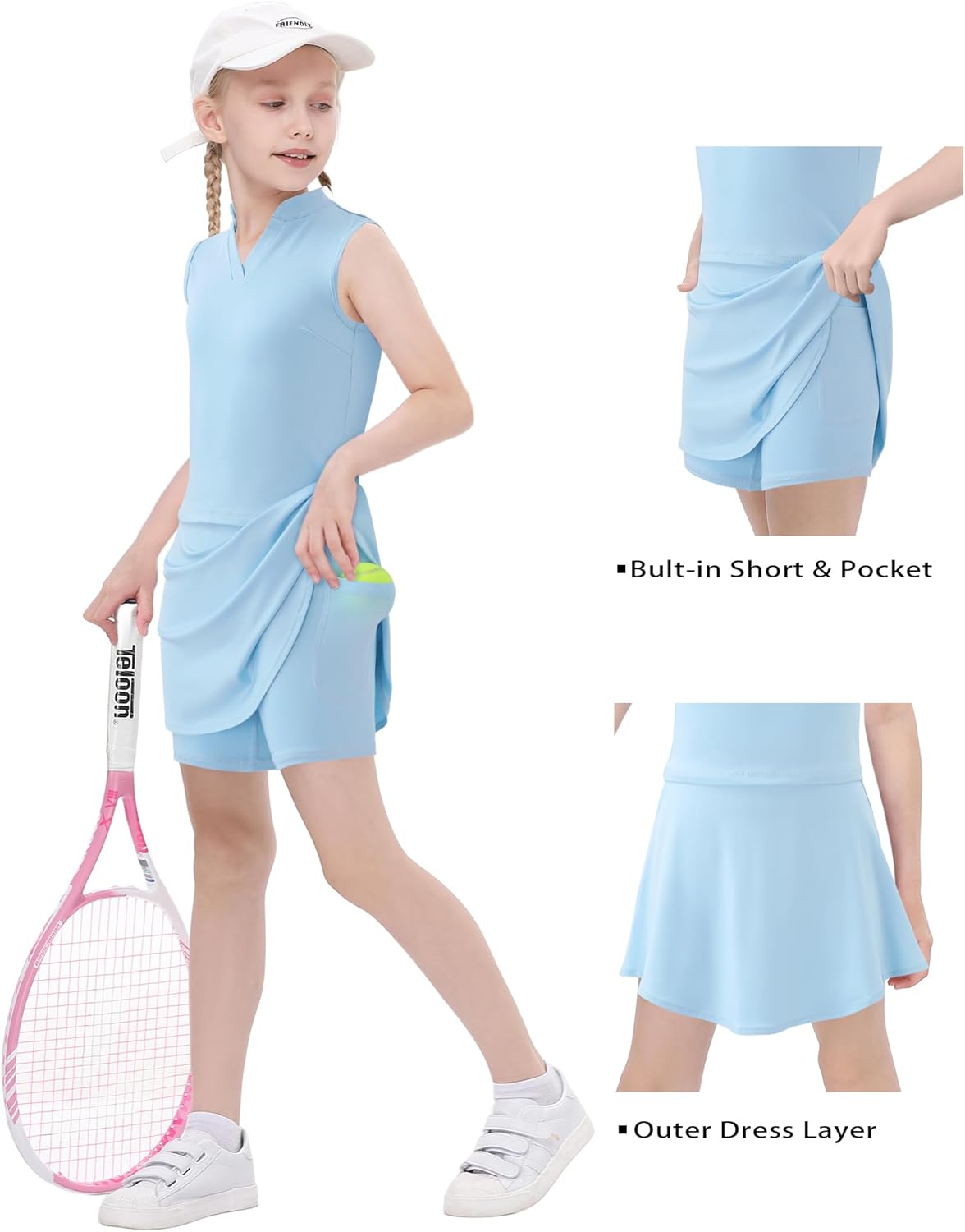 LIONJIE Kids Girls Tennis Golf Dress Outfit Set