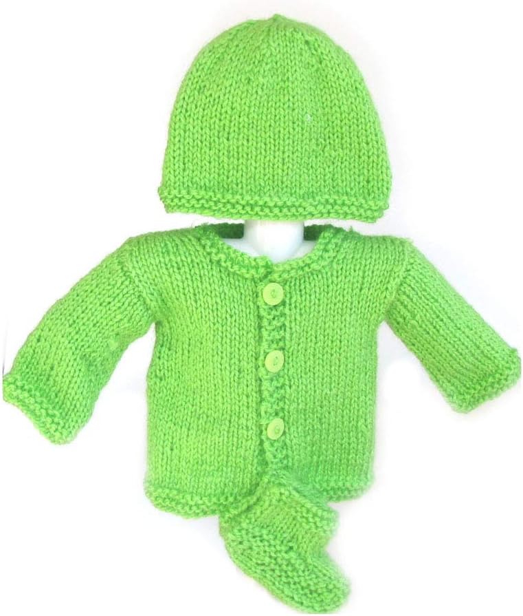 Handmade Baby Sweater Booties Set Apple Green