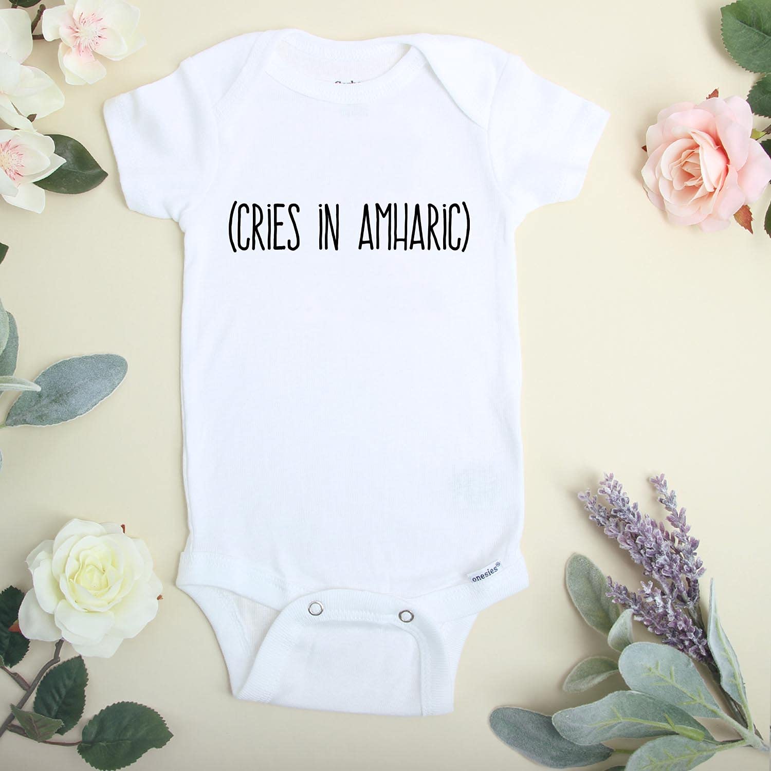 Ethiopian Baby Growth Announcement Gift Set in Amharic Size 0-3M