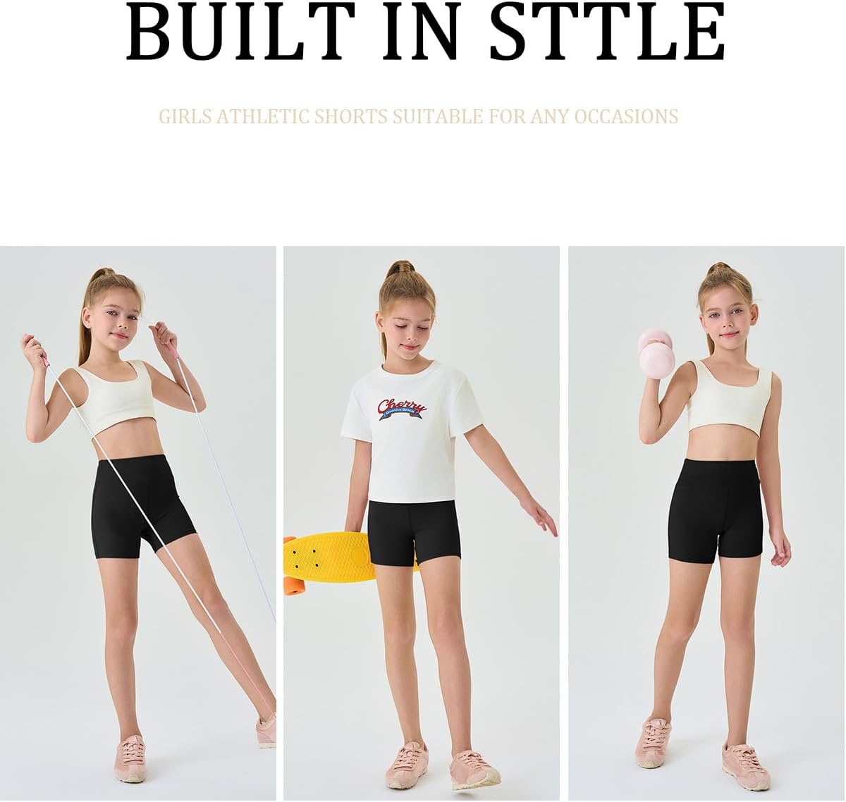 Haloumoning Girls High Waisted Workout Shorts
