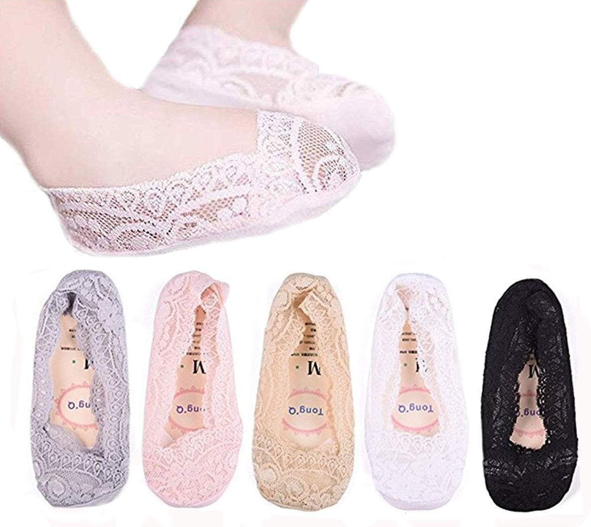 5 Pairs Super Soft Lace No-Show Socks