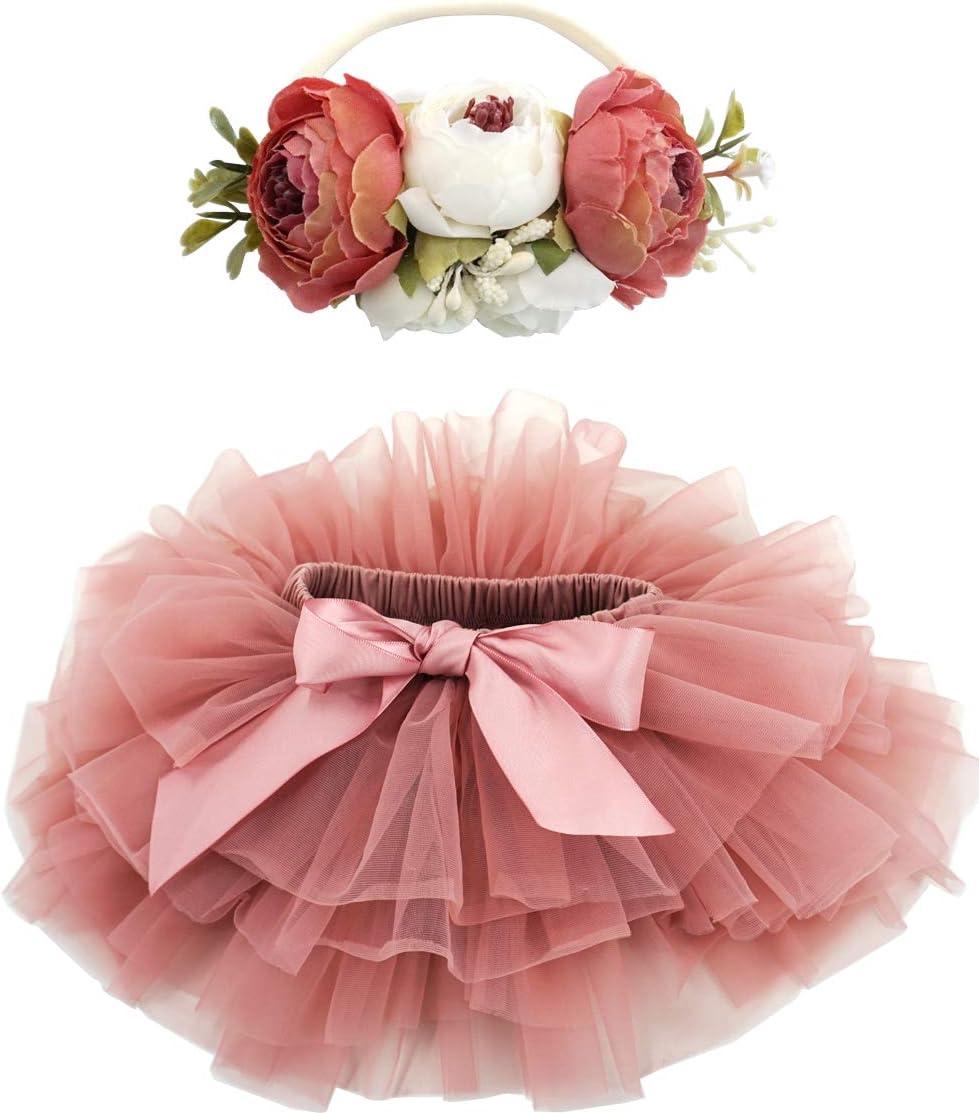 Stylish BGFKS Baby Girls Tutu Skirt with Diaper Cover and Beautiful Headband